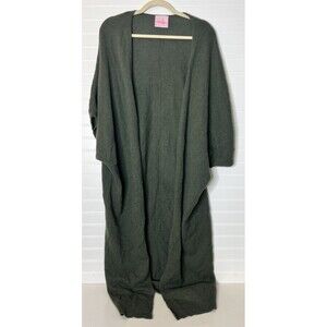 CRUSH 100% Cashmere Open Cardigan kimono Sweater SZ 0- S Green Oversized Luxury
